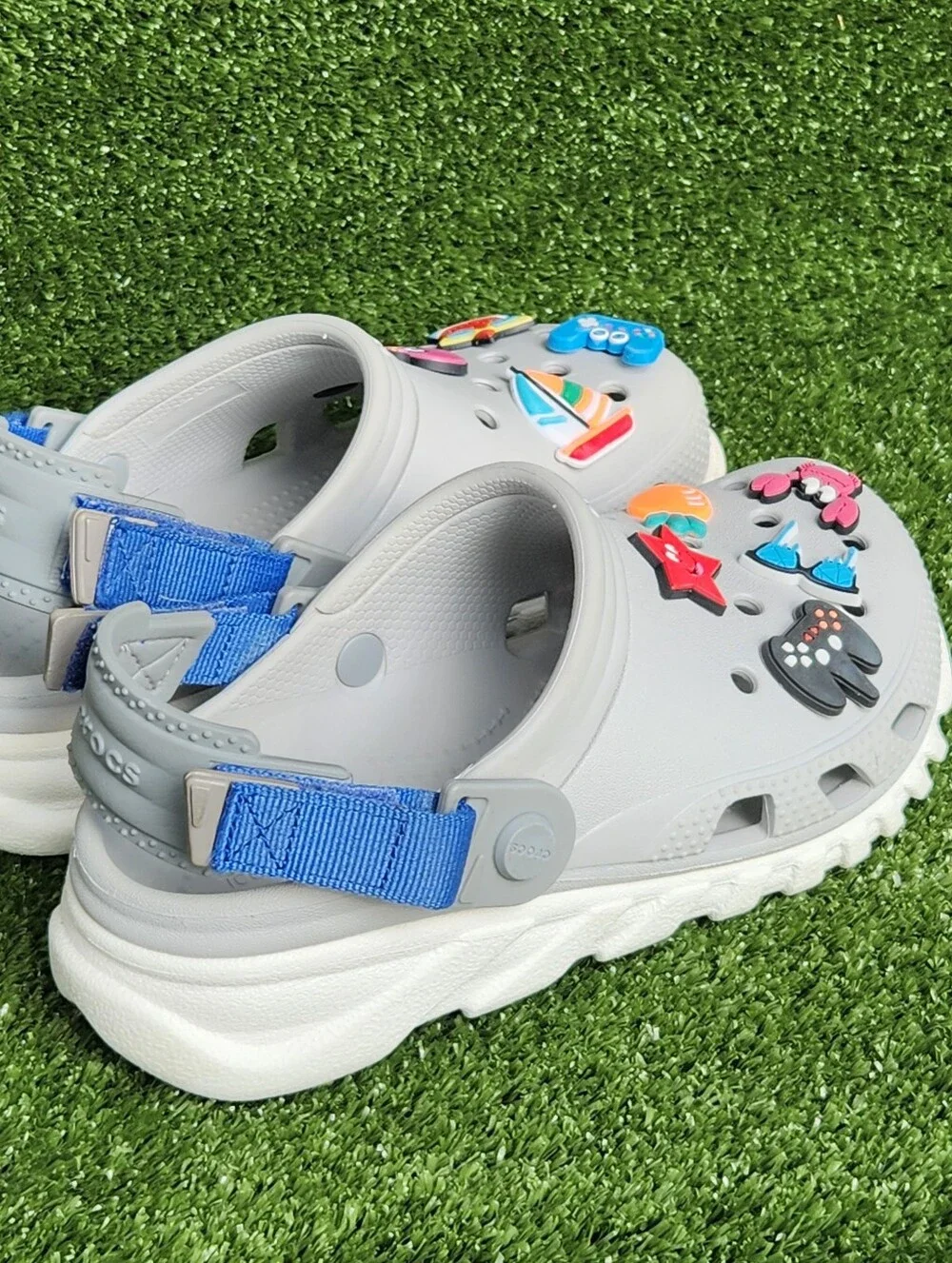 Crocs Duet Max II Gray Little Boys Kids Size 2 Slip-on Comfort Clogs Sandals